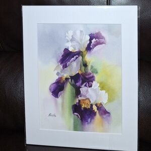 Original watercolor painting Irises